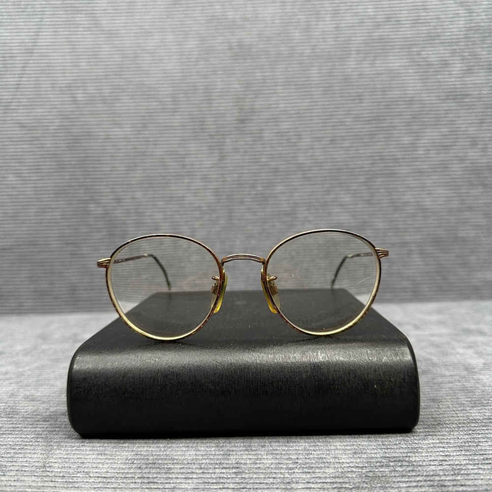 Luxottica 400 Vintage Round Eyeglasses Gold Tortoise Shell Frame Italy 140mm